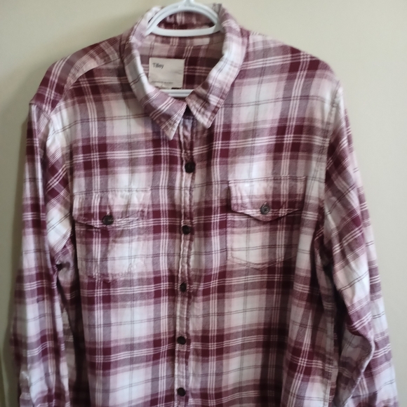 Tilley Womens XXL Burgundy, Pink And White Plaid Shirt Workwear Grunge Y2K - Picture 3 of 15